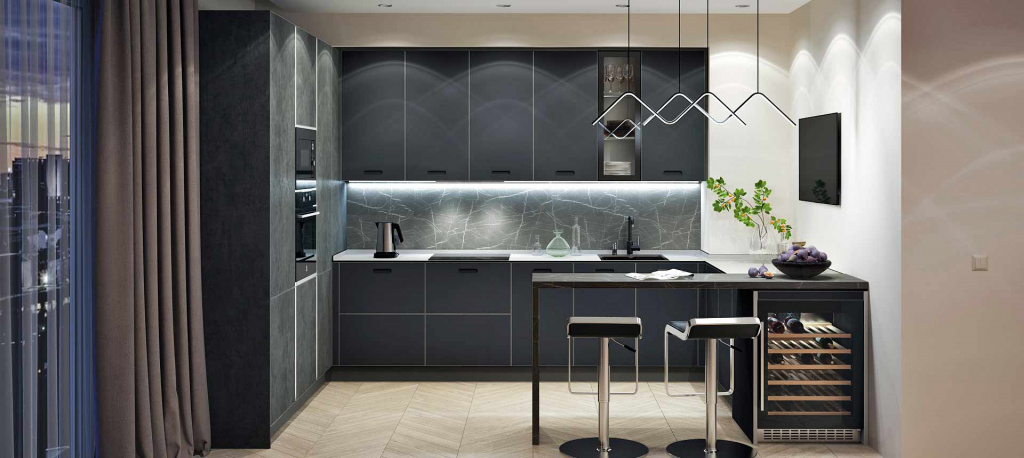 Черная кухня в современном стиле